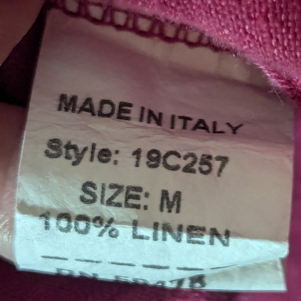 ♥️ Frances Bettini Linen Blouse Lagenlook size M natural fabric boho red Italy - Picture 7 of 9